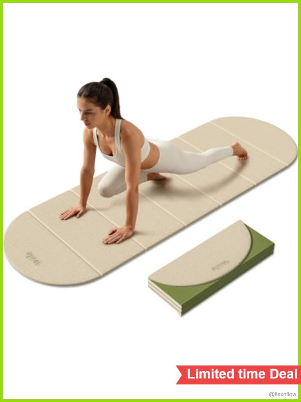 Foldable Yoga Mat 10mm Extra Thick Extra Long 75x26 TPE Non-Slip